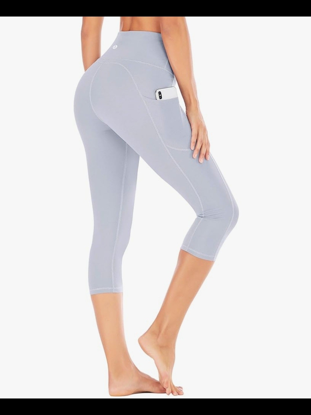 High-Rise Cropped Athletic Leggings in Light Gray - Picture 3 of 11